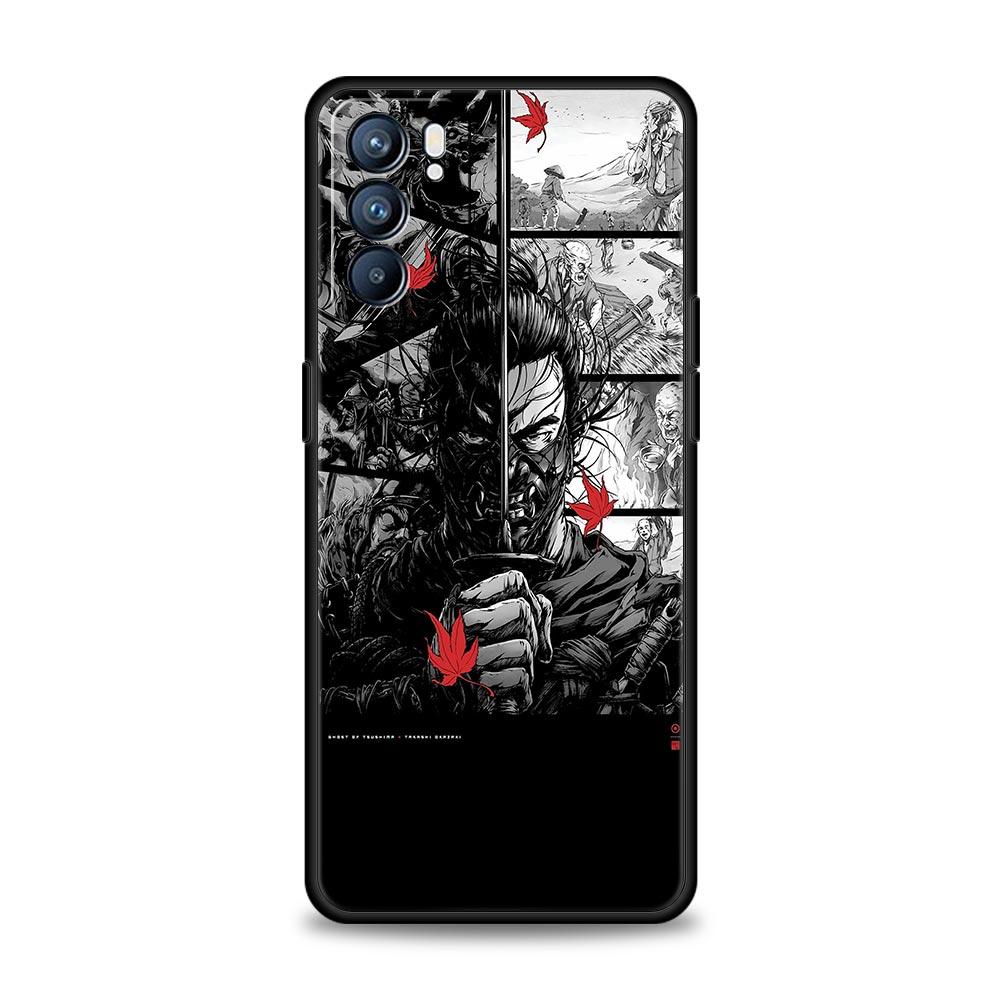 Чехол-маска Самурая Ханья Призрак для Oppo Reno13 Reno12 Reno11 F Reno10 Pro A54 5G Find X5 A53 A52 A9 A17 4G A79 A80 A98