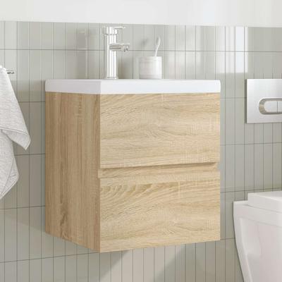 2 Piece Bathroom Furniture Set Sonoma Oak Particleboard
