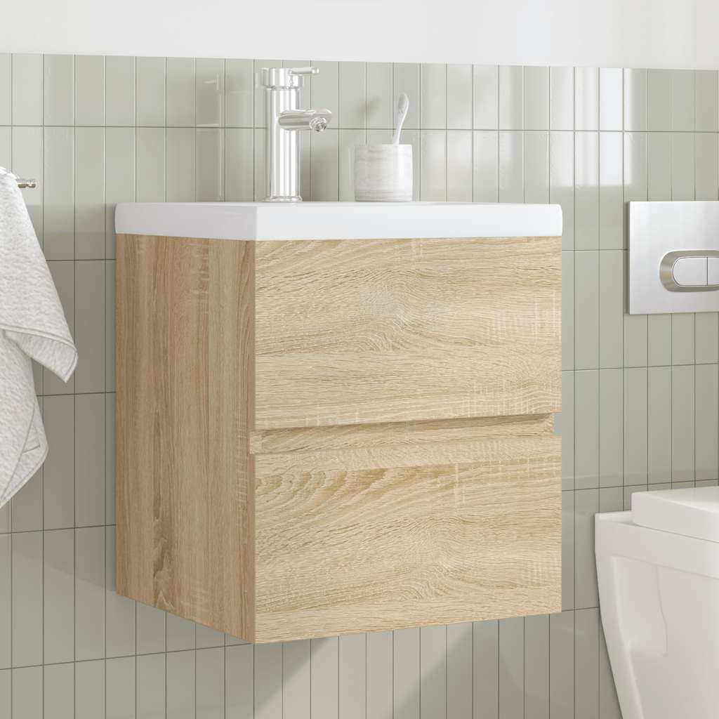 2 Piece Bathroom Furniture Set Sonoma Oak Particleboard