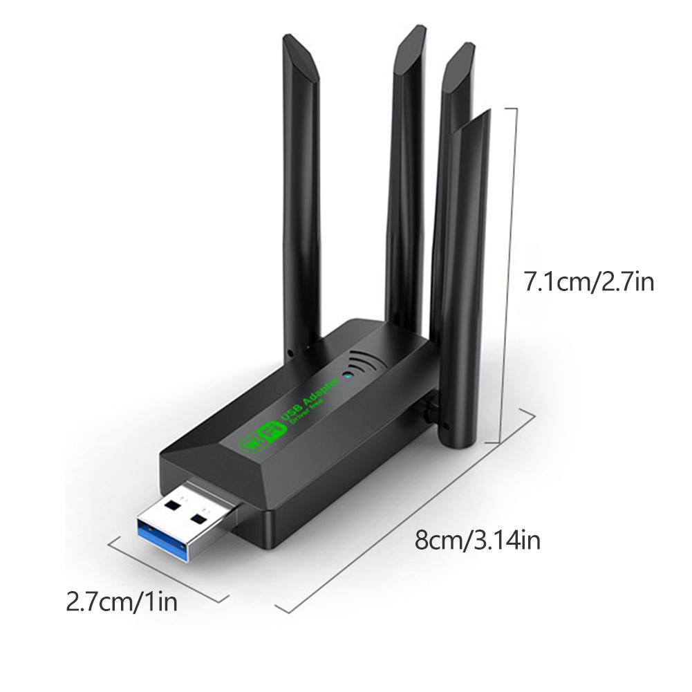 Dual Band 1200Mbps WiFi USB Adapter 2.4G+5Ghz Wi-Fi Dongle 4 Antenna 802.11AC USB3.0 High-Speed Wireless Card Receiver PC/Laptop