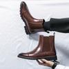 Мода Мода Мужские Челси Слипоны Повседневные Кожаные Ботильоны Мода Британский Стиль Короткие Боты 2025 Новая Мужская Обувь с Высоким Голенищем