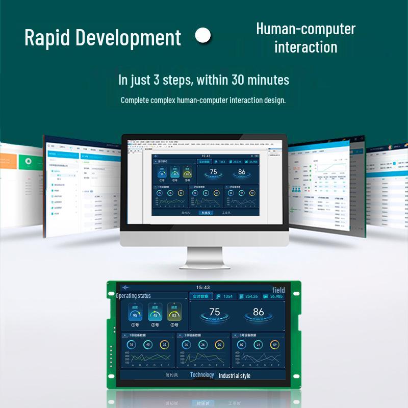Hengyuwei 7" Touch Display, Ultra-Wide Temp -40-80°C, for Energy Storage Power 485 Communication.