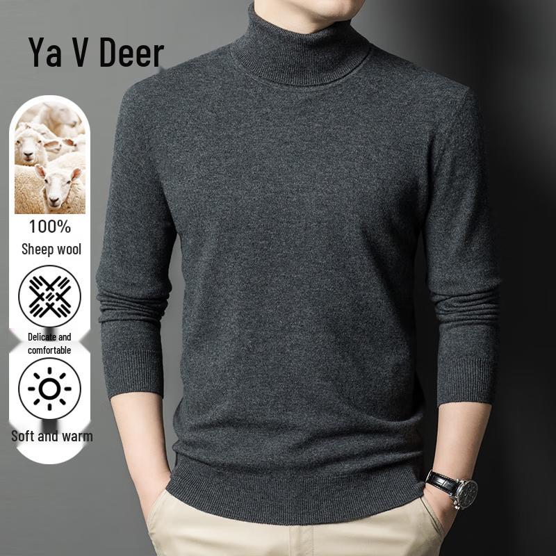 Мужской легкий шерстяной свитер-водолазка Yalu 100% шерсть