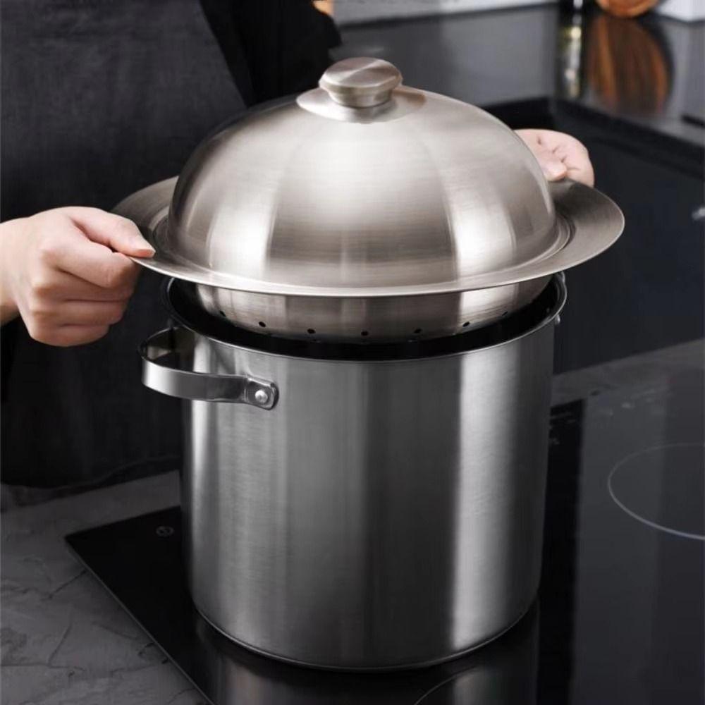 with Lid Food Steam Plate Portable Kitchen Steamer Holder Round Pot Insert Tray Home