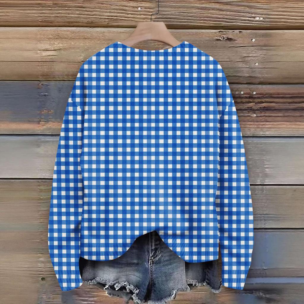 Пуловеры с длинным рукавом для женщин, с круглым вырезом, повседневные, милые, с принтом, вязаные, оверсайз