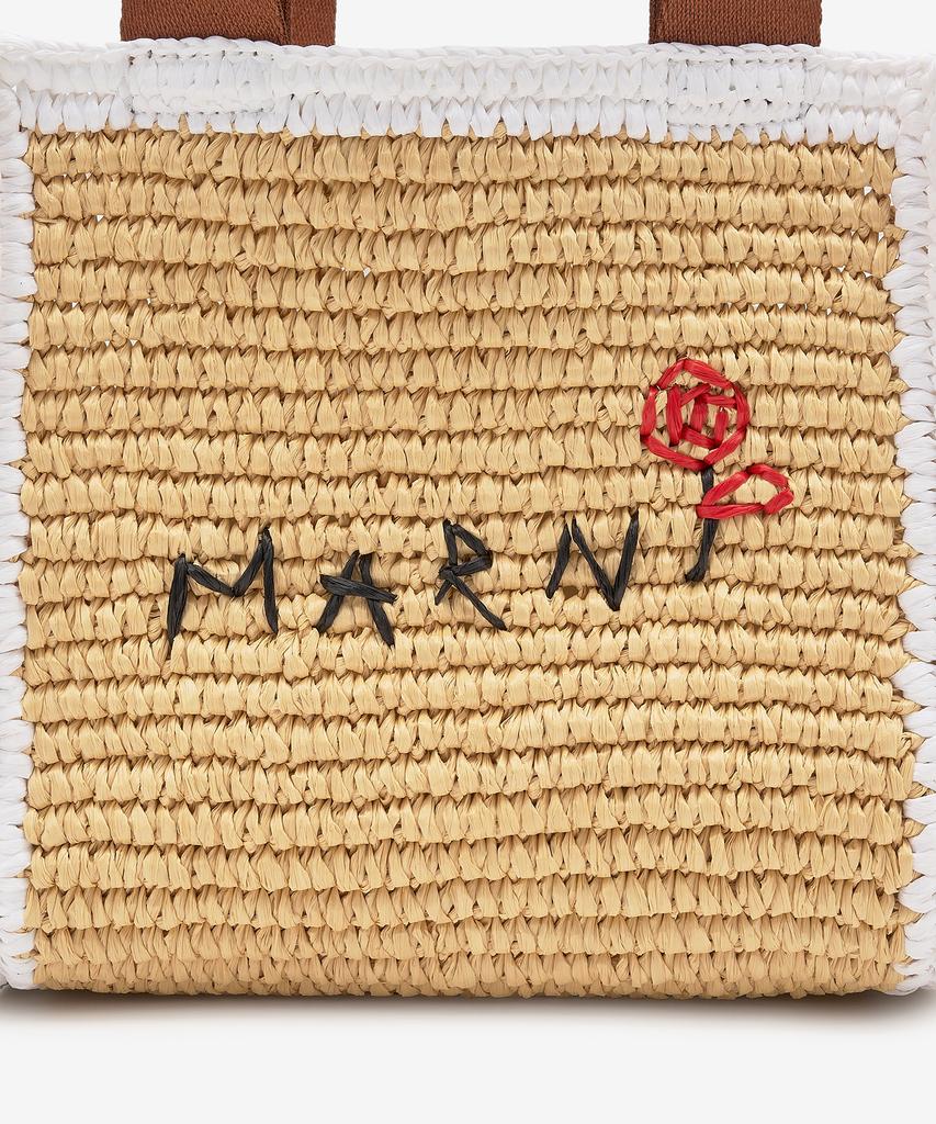 Marni Small Raffia Shopper Tote Bag - Natural:White:Rust / Shmp0121L0P6769Zo761