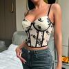 New Deep V Low Chest Steel Ring Embroidered Corset