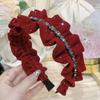 Elegant Shiny Rhinestone Headband Sweet Women Sequin Hairband Velvet Pleated Hair Hoop  Female