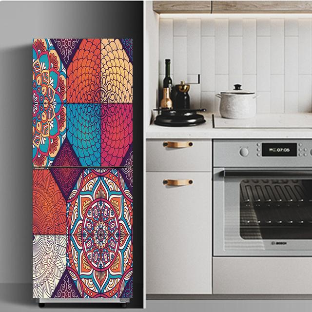 Kitchen Food Fruit Refrigerator Sticker Full Film Kitchenware Removable Renovation Freezer Door Cover Side Decoration Stickers