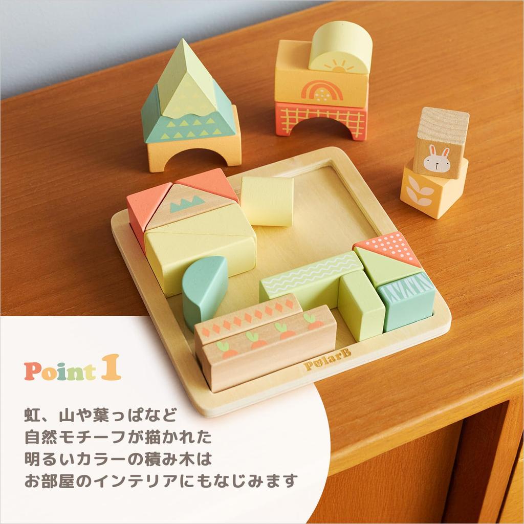 PolarB Серия «Зайчик» Пазл из строительных блоков Развивающая игрушка для деревянного подарка для возраста 18 месяцев и TYPR44290 / 22 блока, Младенцы, Игрушка,