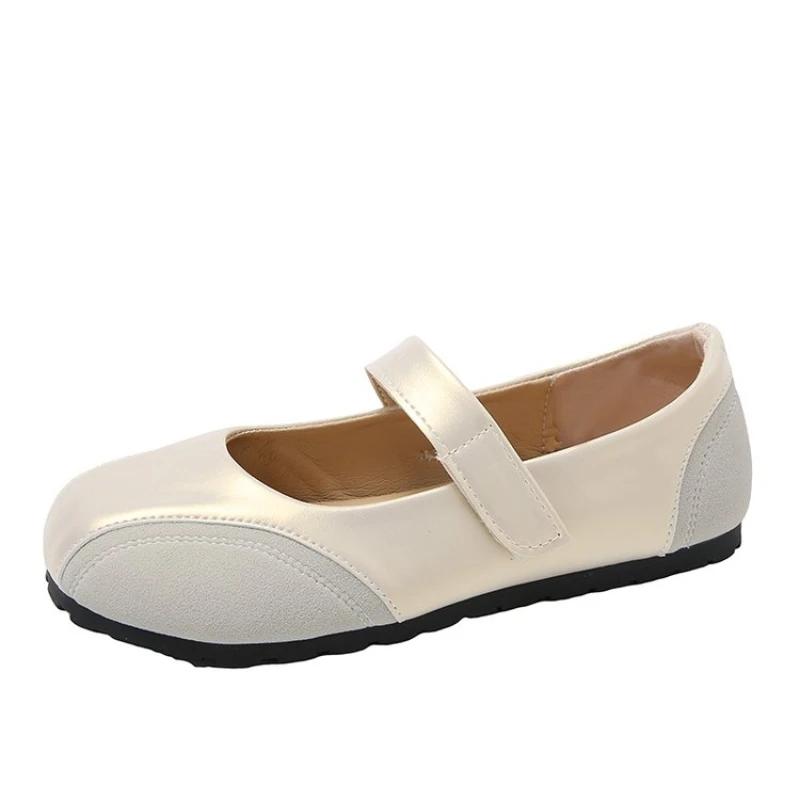 Мода 2024 Весна Женские Балетки Корейский Стиль Мэри Джейн Женские Повседневные Кожаные Балетки Лоферы Для Работы и Вечеринок 35-40