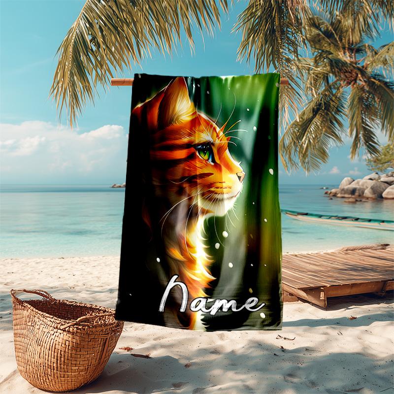 Personalized customized proof beach towel with Warriors Cats pattern - soft, absorbent,quick-drying,perfect swimming,camping&bathing