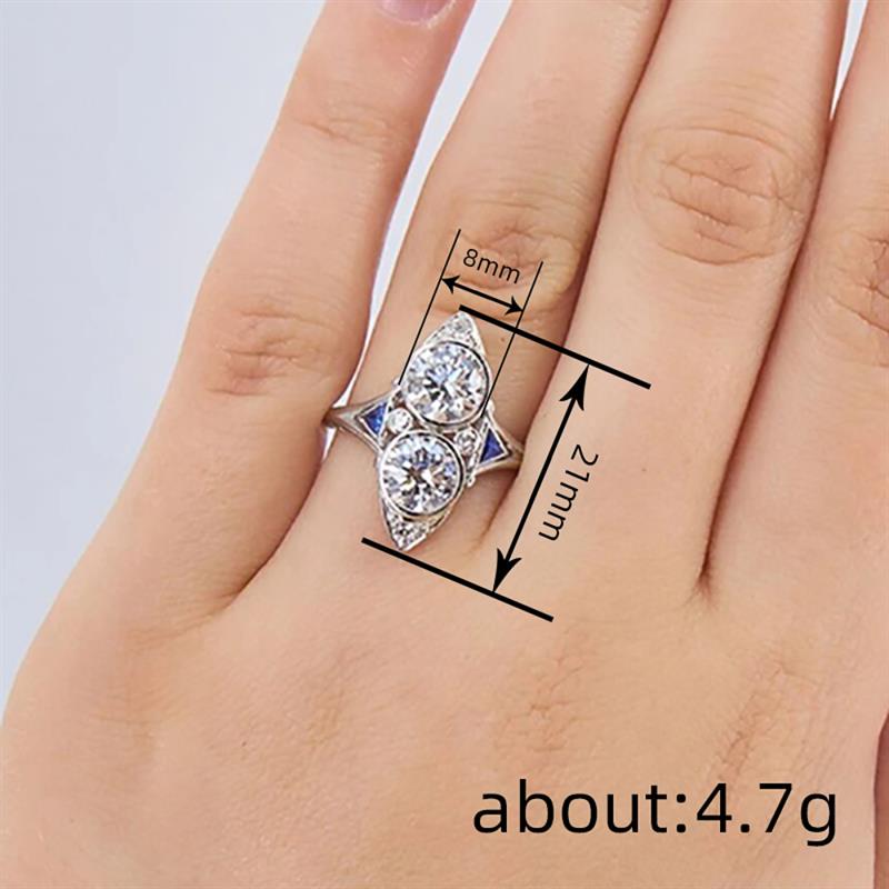 Xiaomi Huitan Marquise Shaped Ring for Women Party Inlaid Sparkling White/Blue Cubic Zirconia Vintage Style Lady Accessories Jewelry