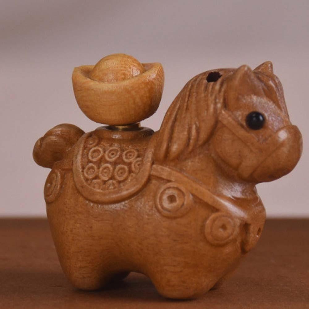Mini Zodiac Horse Pendant Chinese Style Green Sandalwood Phone Chain Wooden Horse Keychain Friends
