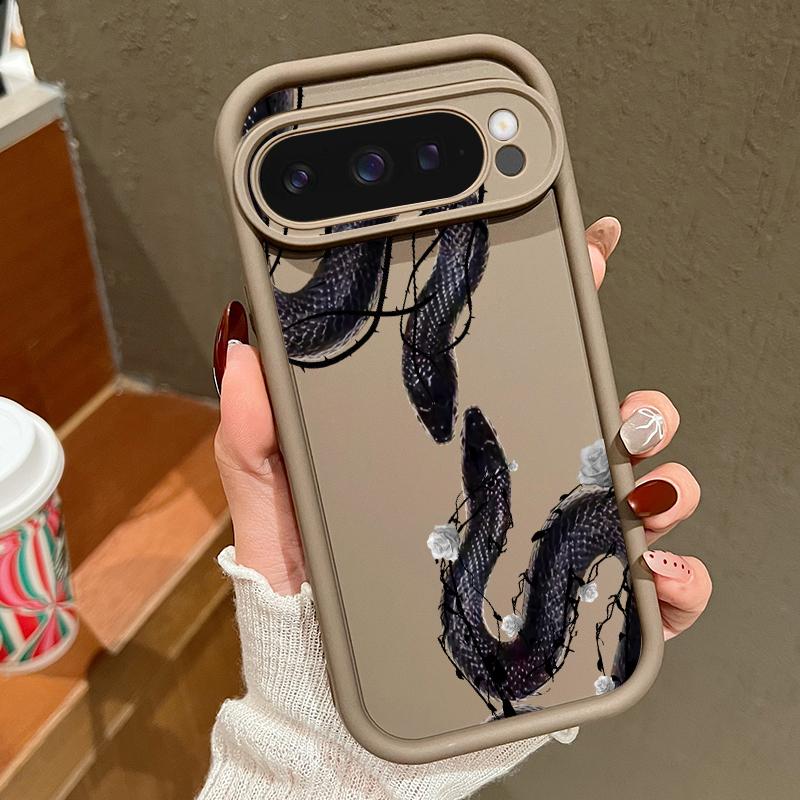 Матовый чехол из ТПУ с рисунком неземного дракона для Google Pixel 9 Pro XL 8 Pro 8A с рисунком розы и змеи, мягкий противоударный чехол для телефона