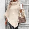Women'S Lightweight Faux Fur Trimmed Oversized Cape Sweater - Cozy Cardigan with Ruffled Hem, Fall & Winter Casual To Chic Outfits Sweater Dress