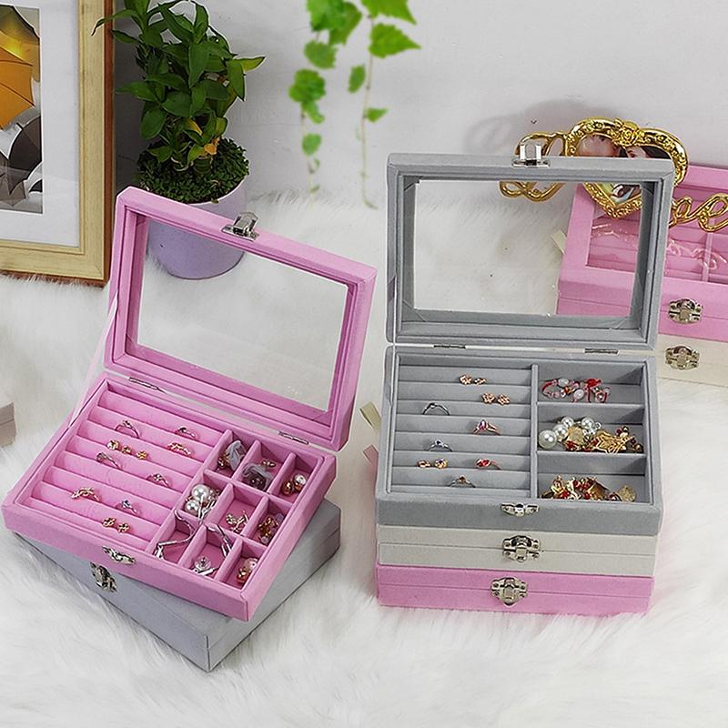 New Transparent Window Large Capacity Jewelry Storage Box, Simple And High-End Ring Necklace Jewelry Storage Display Box
