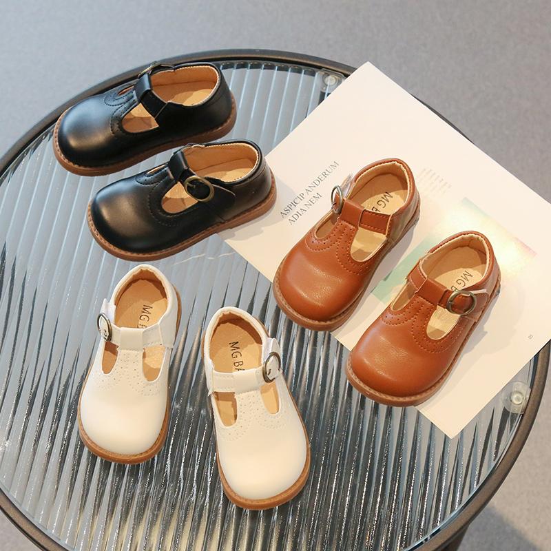 Детские кожаные туфли в японском стиле, ретро, весна-осень 2024 года, полые, однотонные, для мальчиков и девочек, модные детские туфли