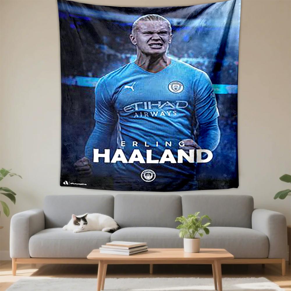 Tapestry Erling Haaland Manchester City Light Blue ERLING HAALAND Etihad Fist Stadium Poster