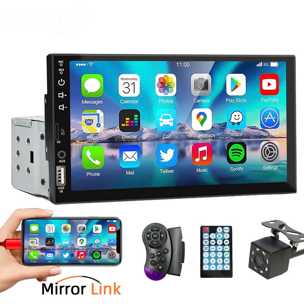 7 Inch Car Radio 1 Din MP5 Multimedia Player Touch Screen FM ISO Power Aux Input Bluetooth USB Mirror Link Universal