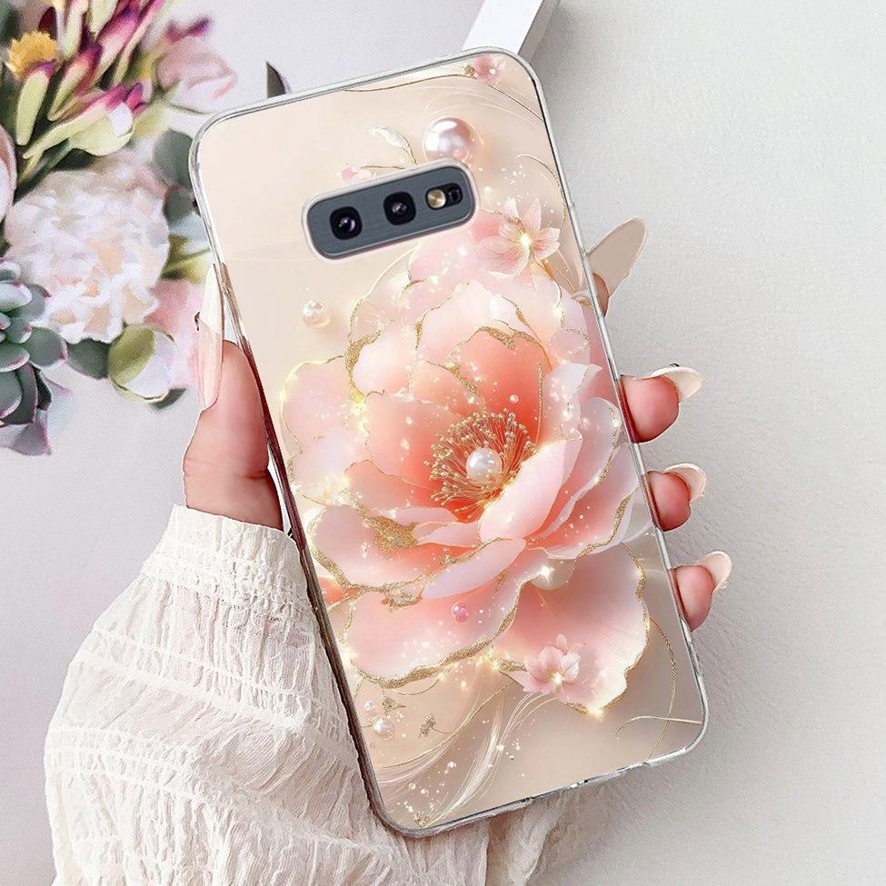 Clear For Samsung S10e Case Cover Luxury Butterfly Love Fashion Flowers Cool Funny Painted Soft Phone Case SM-G970F SM-G9700
