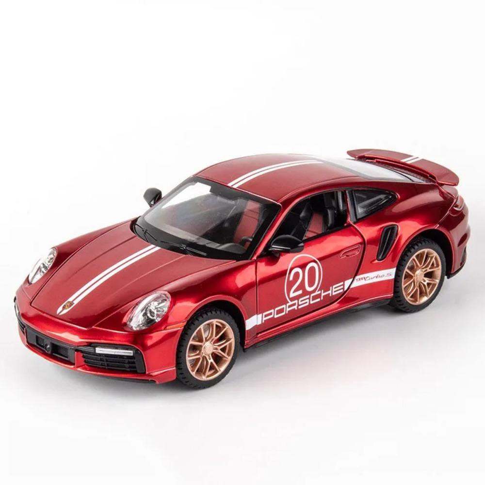 1/24 911 Turbo S Игрушечная модель легкосплавного автомобиля со звуком и светом, функция инерционного движения, имитация модели транспортного средства, коллекция, подарок для друга