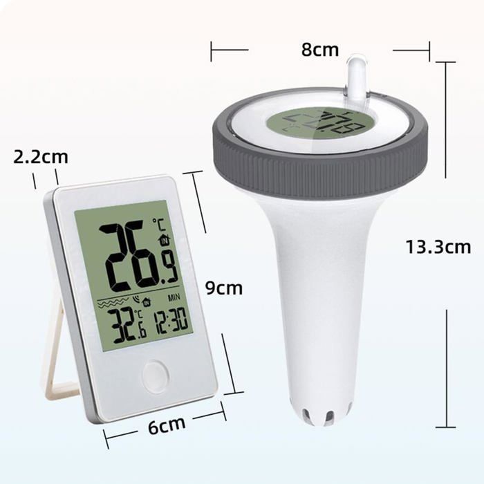 Thermomètre eau sans fil IPX7 avec récepteur LCD – piscine, spa, aquarium, étang, enregistreur T°C MAX/MIN