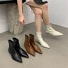 2025 Autumn and Winter New Fashionable Versatile Rear Zipper Retro Suede Korean Small Ankle Boots Thin Boots Square Head Slope