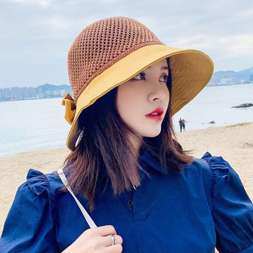 Wide Brim Bucket Hat Foldable Sunshade Hat Women Beach Cap