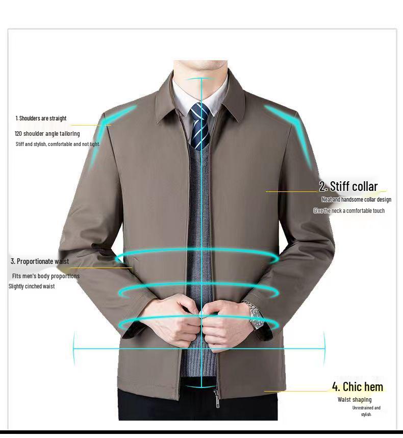 2025 Men's Executive Mid-Aged & Elderly Cotton Jacket - Warm, Thickened, Casual Spring/Autumn Wear