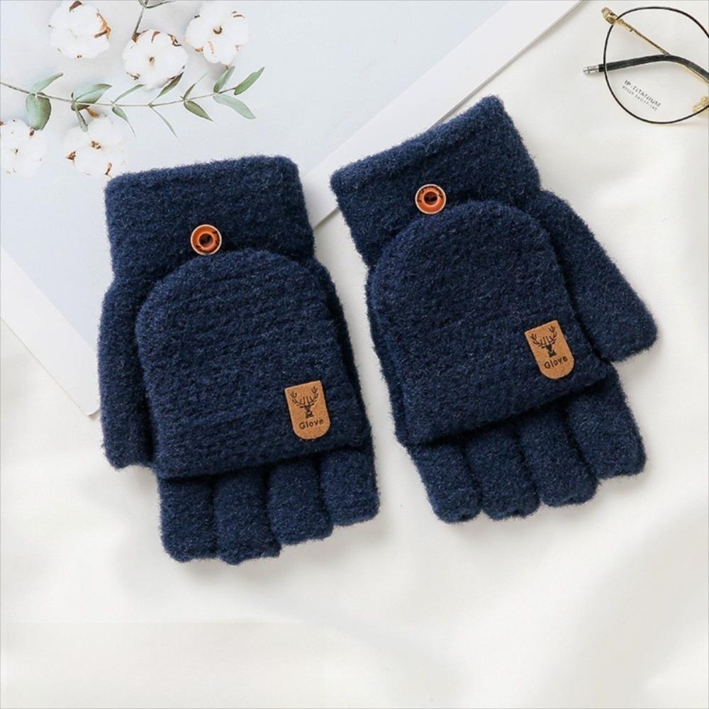 Warm Winter Knitted Gloves Thickened Writing Mittens Fashion Half Finger Mittens for Men