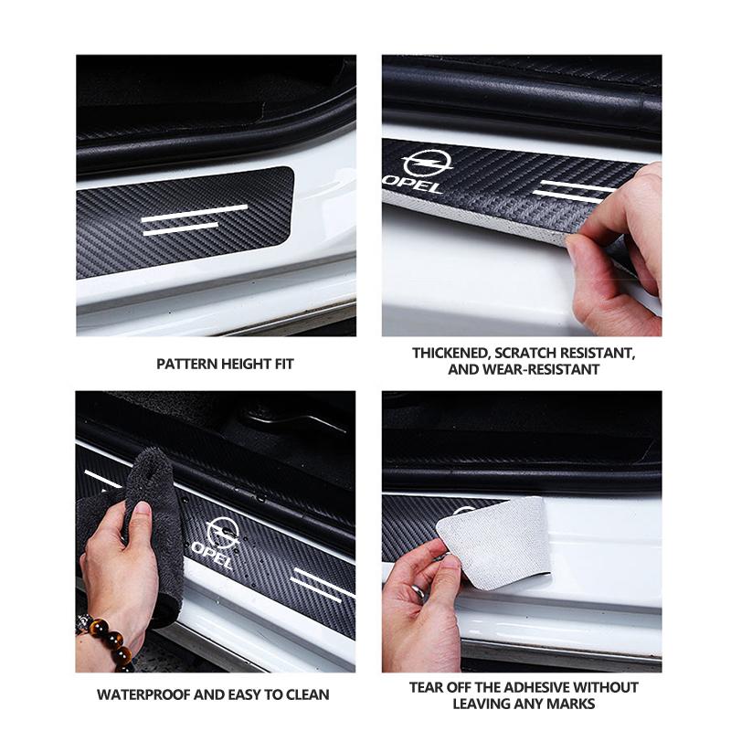 AAAYQ1 For Opel Car Door Sill Scuff Plate Decor Carbon Fiber Stickers Accessories OPC Astra J H G K Insignia Corsa D B E Mokka Meriva