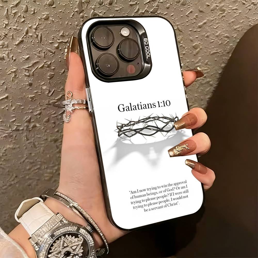 Иисус Библейский стих Христианский Чехол для телефона Для iPhone 17,16,15,14,13,12,11 Plus,Pro Max,XS,Цветной Серебристый Черный Чехол