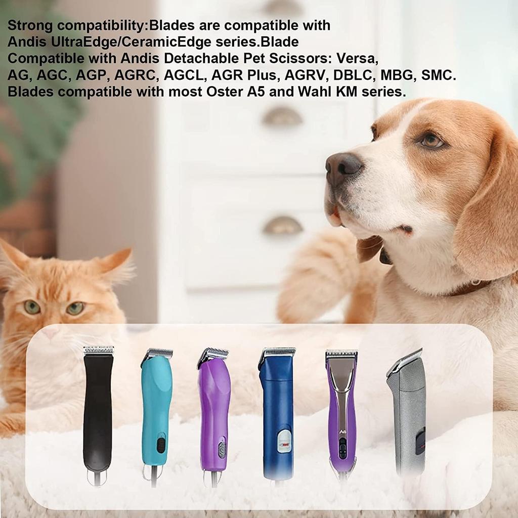AIJALY 10 Blades Dog Grooming Blades Compatible with Andis/Wahl/Oster Pet Clippers AG AGC Ceramic Sharp Size-10, 1/16-Inch Cut Length (#10 Blade/2PC)