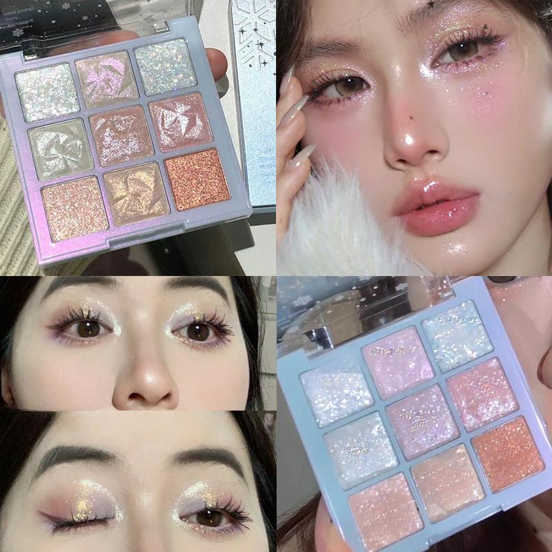9 цветов матовые блестящие тени для век палитра теней для век Diamond Shimmer телесный блестящий макияж