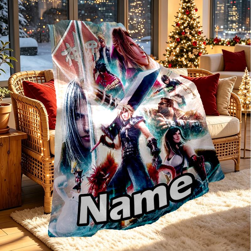 Custom Name Personalized Final Fantasy Print Blanket, Home Decor, Bedroom, Sofa, Camping, Couch, Gifts for Birthday ChristmasEnthusiasts