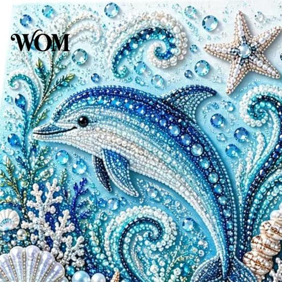 Relaxing Weekend Creative Project Ocean Faux Pearl Painting Kit, Marine Life 3D Art DIY Handmade Wall Supplies Sea Turtle Fish Picture Craft