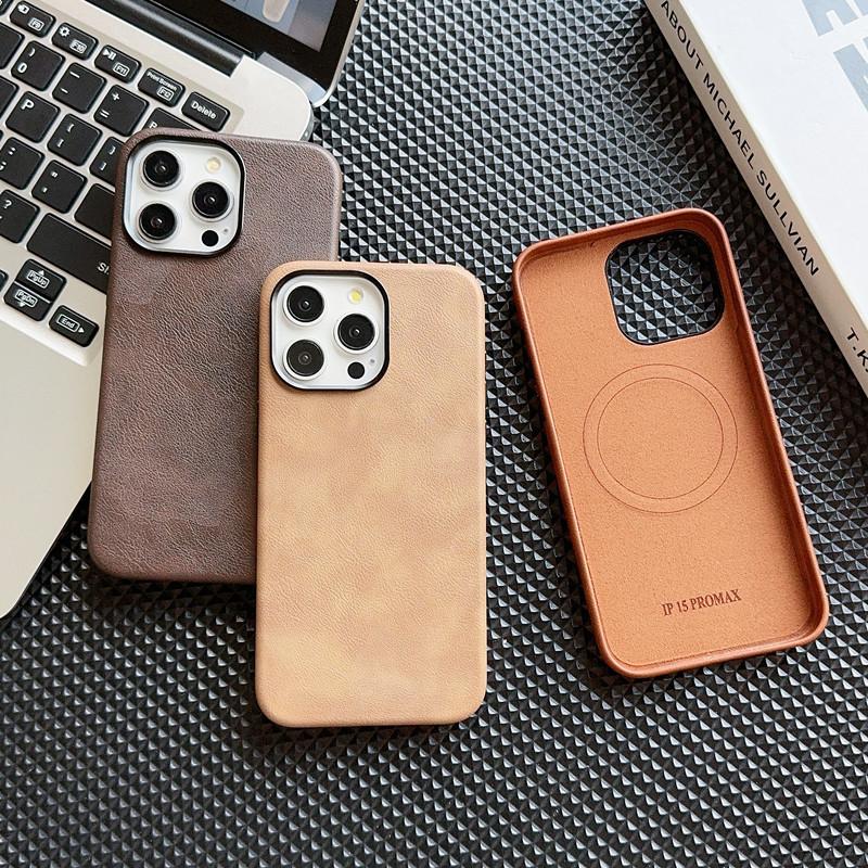 Ретро Высококачественный Магнитный Чехол с Текстурой Кожи для iPhone 16 Pro Max 15 Pro 14 13 12 Pro Max Текстура Crazy Horse Роскошный Чехол 16plus