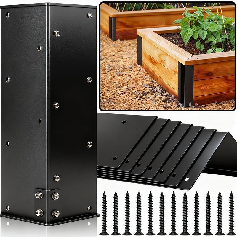 Raised Bed Corner Brackets Wood Frame Bed Brace L Shape Right Angle Bracket with Screw Garden Planter Box Bed Corners Connectors