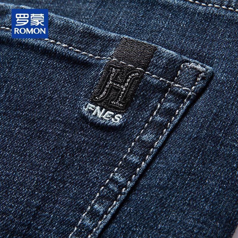 ROMON Мужские весенне-осенние повседневные джинсы прямого кроя стрейч