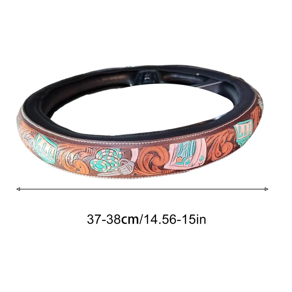 Чехол на руль Ковбойский декор Для интерьера грузовика Износостойкий Дышащий Чехол на руль Для автомобиля Грузовика Внедорожника Седана Минивэна