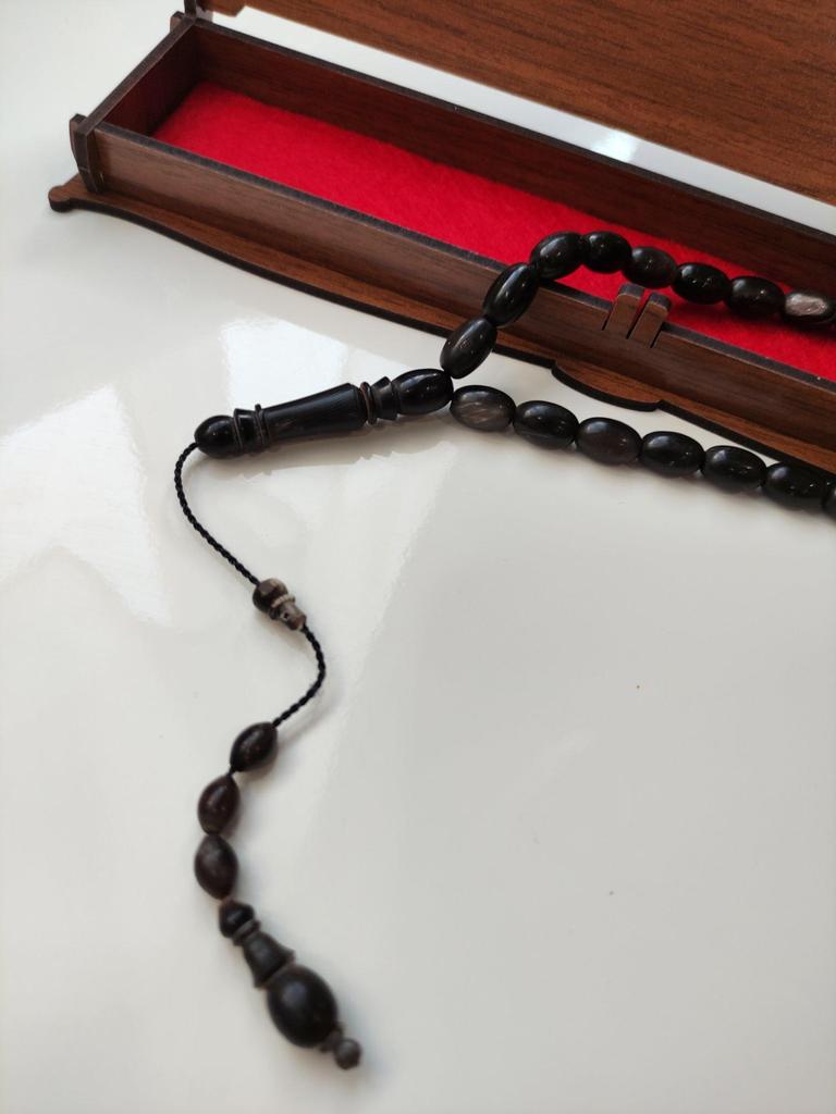 Четки из рога буйвола, черно-белые четки из рога буйвола, подарочный ювелирный аксессуар, 33 шт., бусины, исламские четки