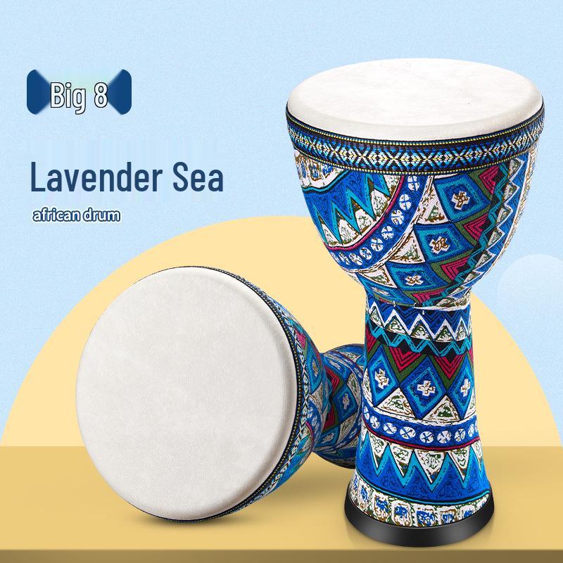 African Children's Lightweight Hand Drum - Large, 8" Percussion Instrument, Set of 6, No Tuning Required
