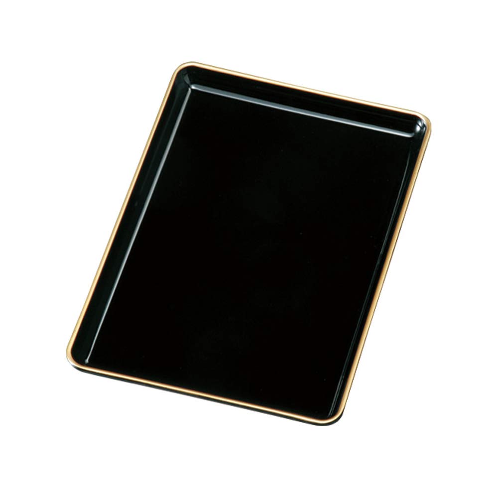 Fujishiro Kogei Stamp TrayBusiness Card Tray (Plain Black with Gold Rim) (PC 7-inch (with Gold Rim)) Made in Japan, Kishu Lacquerware