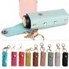 Lipstick Organizer Keychain Leather Lipstick Bag Chapstick Pendant for Women Portable Lip Gloss Case for Travel Backpack