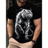 3D Printed Cool Tiger T-Shirt for Men Fun Animal Pattern Tees Summer Street Short Sleeve Round Neck Tops Oversized T Shirts