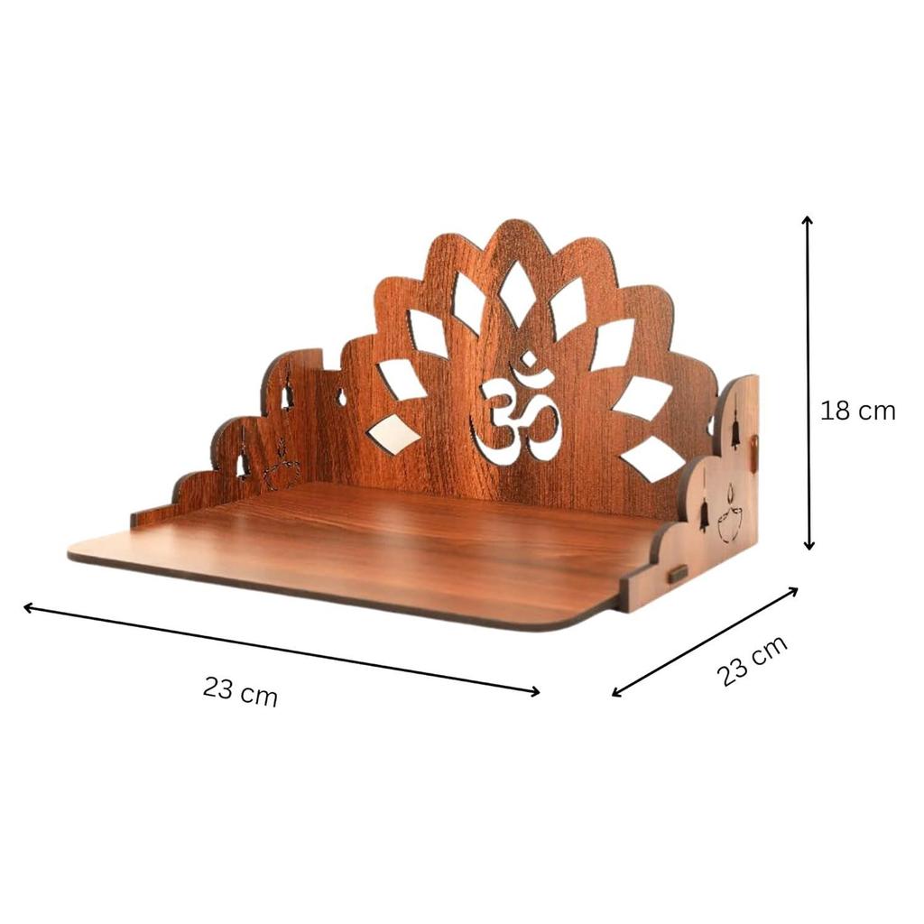 Pattern Pooja Mandir for Home & Office, Wall Mounted Wooden Temple, Pooja Stand with Storage Cabinet, Home Decor, Small & Big Size (Mandir Design 7)