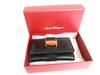 Authentic Salvatore Ferragamo Vara Black Leather Gold H/W 6Pics Key Case #9754  Open box