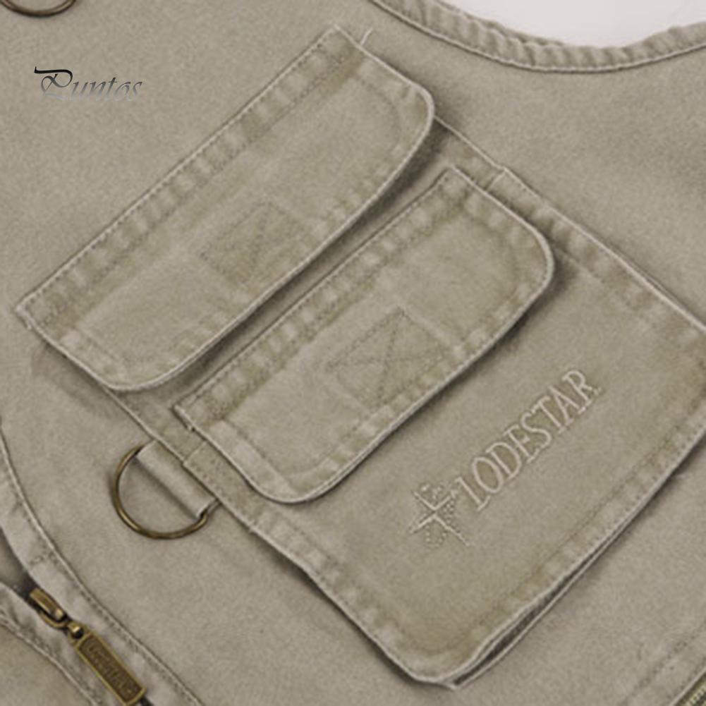 Puntos Men Multi Pocket Waistcoat Plus Size Outdoor Shooting Fishing Hiking Vest Jacket
