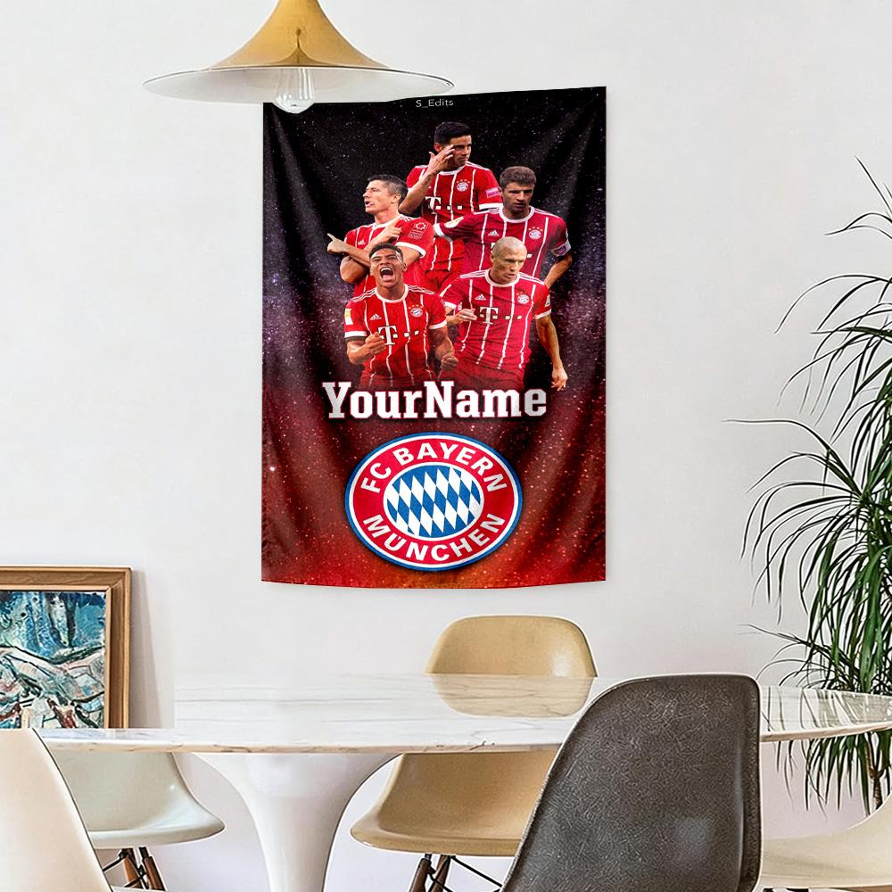 Bayern Munich Custom Your Name Wall Decor Tapestry Art For Pet Memorial Birthdaywedding Party Backdrop Family Gift